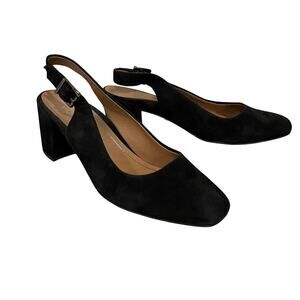 Vionic Black Suede Slingback Block Heel Pumps